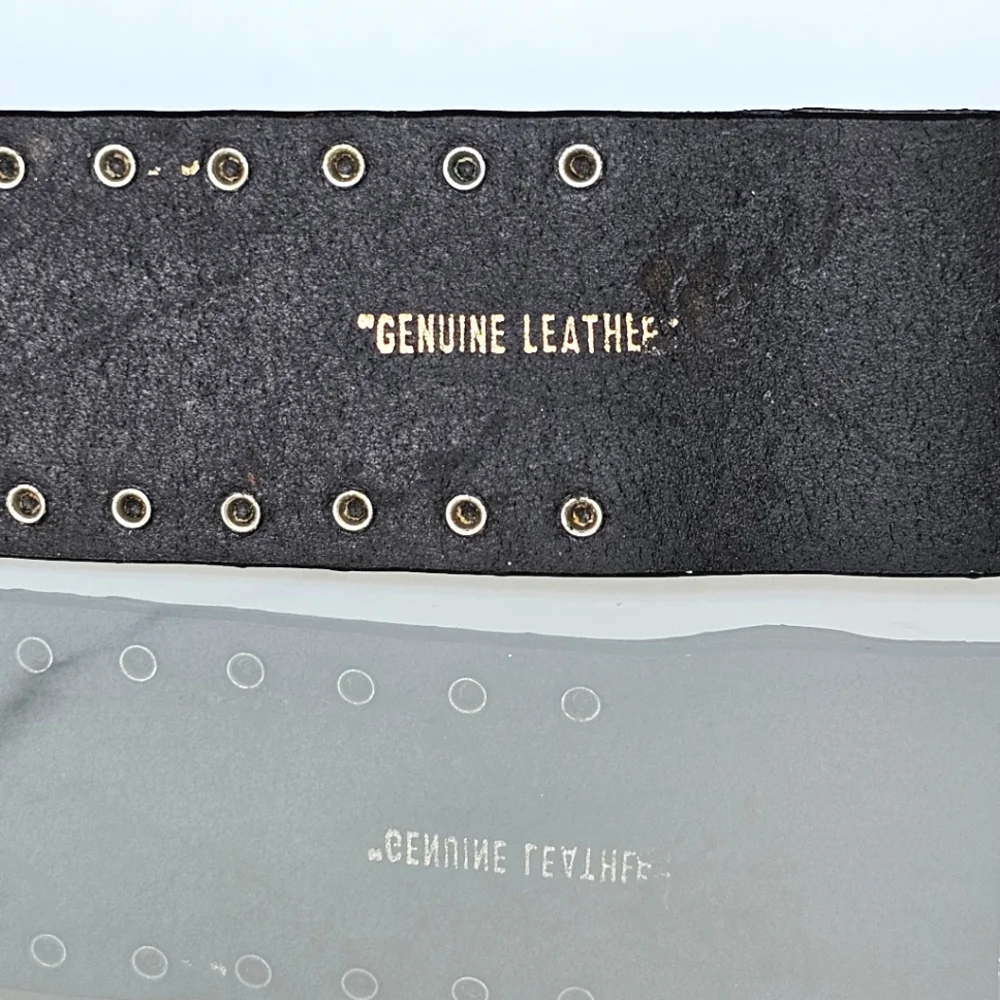 ✨ Vintage Gianni Versace Medusa Studded Leather Belt Brown Croc, Gold & Silver